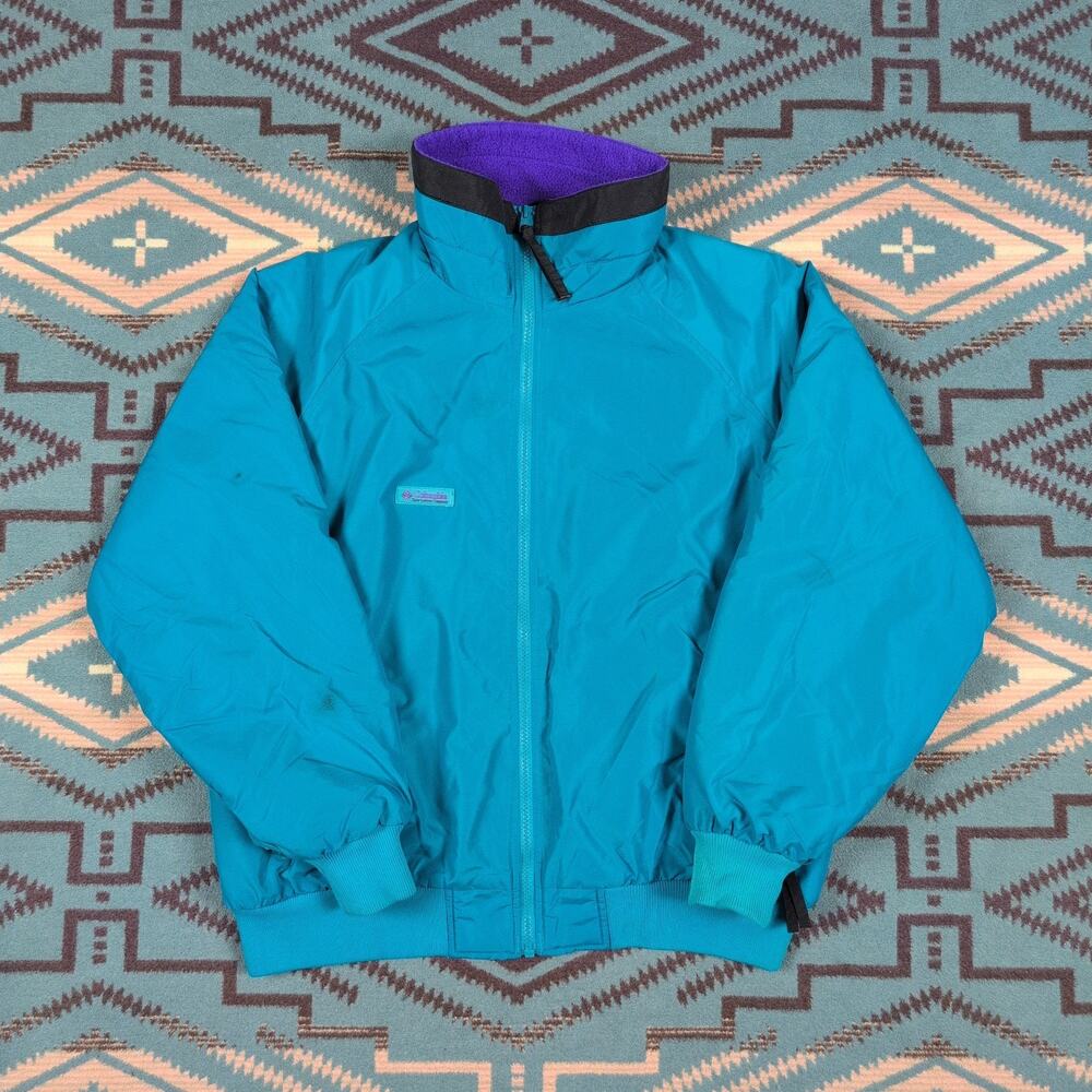 Vintage '90s Columbia sportswear bomber jacket Men's size Large 25x25 Teal Retro